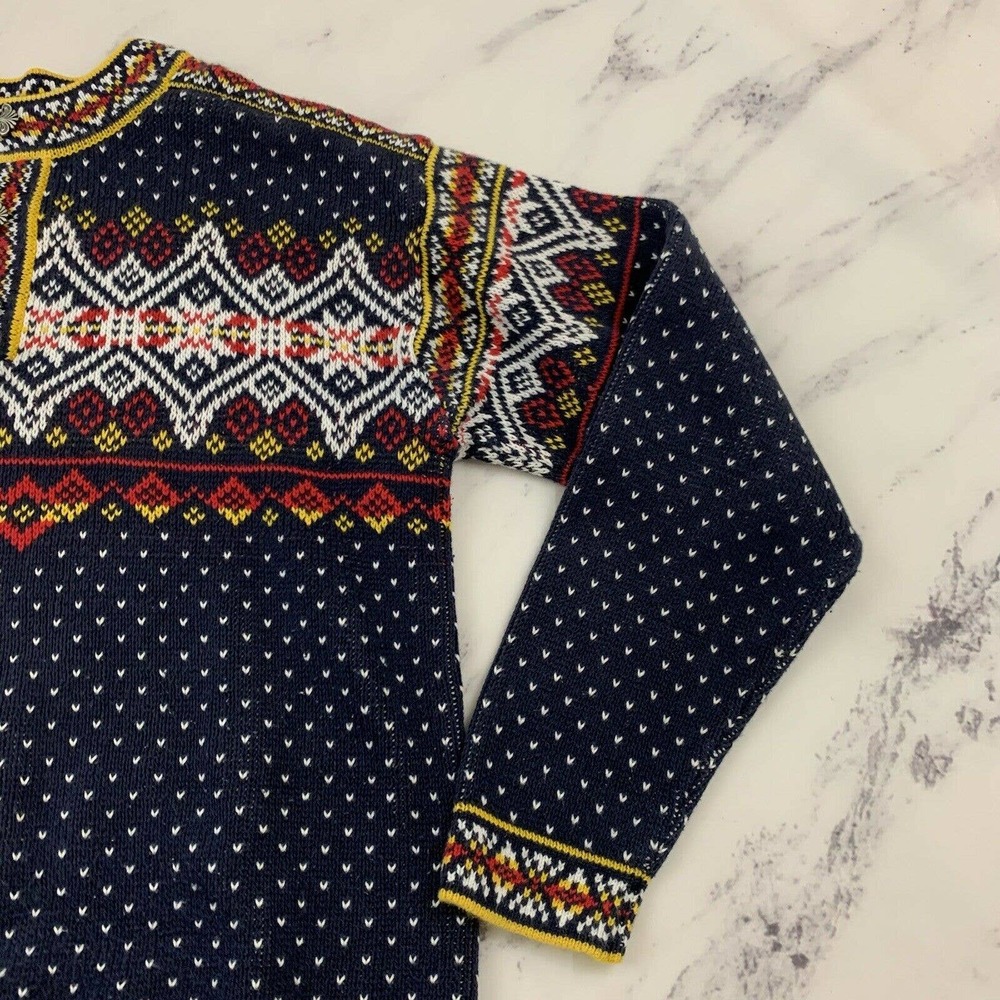 Hanna Andersson Womens Fair Isle Nordic Pullover Sweater Size XS Blue Yellow - Picture 3 of 11